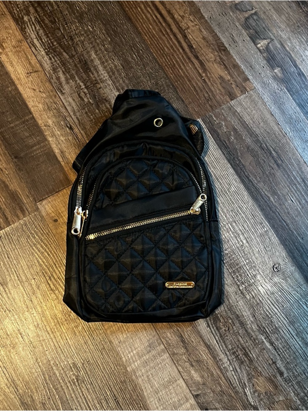 Quilted Black Crossbody Sling Bag for Men by (unbranded)